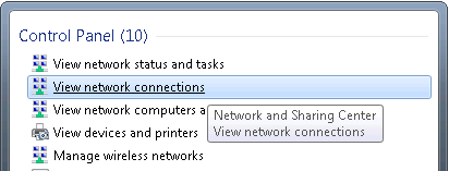 2. Πληκτρολογήστε «network connections (συνδέσεις δικτύου)», και περιμένετε να εμφανιστούν τα αποτελέσματα. 3. Κάντε κλικ στο «View network connections (Προβολή συνδέσεων δικτύου)» 4.