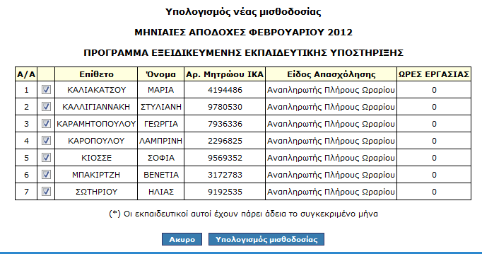 Εικόνα 202: Επιλογή είδους μισθοδοσίας, έργου και σχ. έτους 3. Καλούμαστε να επιλέξουμε το μήνα για τον οποίο θέλουμε να τρέξει η μισθοδοσία.