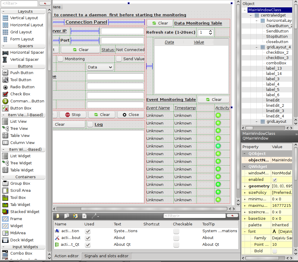 <property name="text"> monitoring</string> Ο parser χρησιμοποιώντας την παραπάνω xml, δημιουργεί το γραφικό στιγμιότυπο ( Εικόνα 25 ).