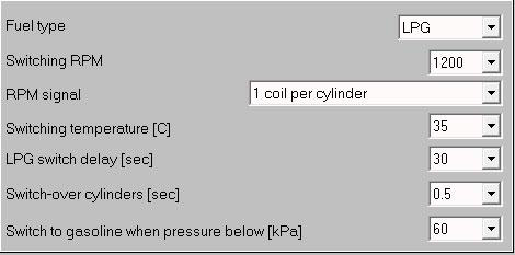 ξεχωριστά από βενζίνη στο υγραέριο: switching to gasoline when pressure below (kpa).