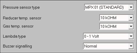 Pressure sensor type: Η επιλογή ECU παρέχεται με δύο διαφορετικούς αισθητήρες- χάρτη. Όταν είναι Απόλυτη είναι σημαντικό να επιλέξετε XFP 01 (απόλυτη).