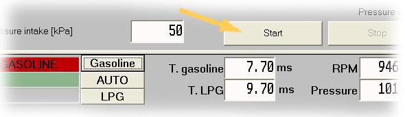 Επιλέγουμε το διακόπτη Gasoline (βενζίνη) Εικόνα 61 Επιλογή καυσίμου