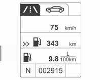 Όργανα και χειριστήρια 137 Trip/Fuel Information Menu (Μενού πληροφοριών διαδρομής/καυσίμου) στη συνδυαστική οθόνη υψηλού επιπέδου Περιστρέψτε τον περιστροφικό ρυθμιστή για να επιλέξετε τα υπομενού: