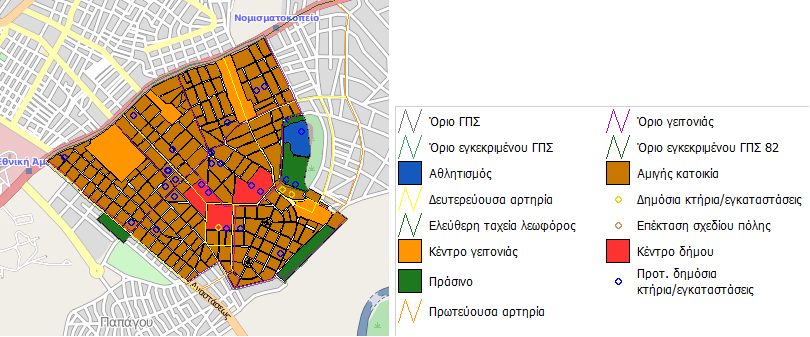 Το χάρτη χρήσης γης της Δημοτικής Κοινότητας Χολαργού, από το Γενικό Πολεοδομικό Σχέδιο για τον πρώην δήμο Χολαργού, όπως αυτό ορίζεται από το ΦΕΚ