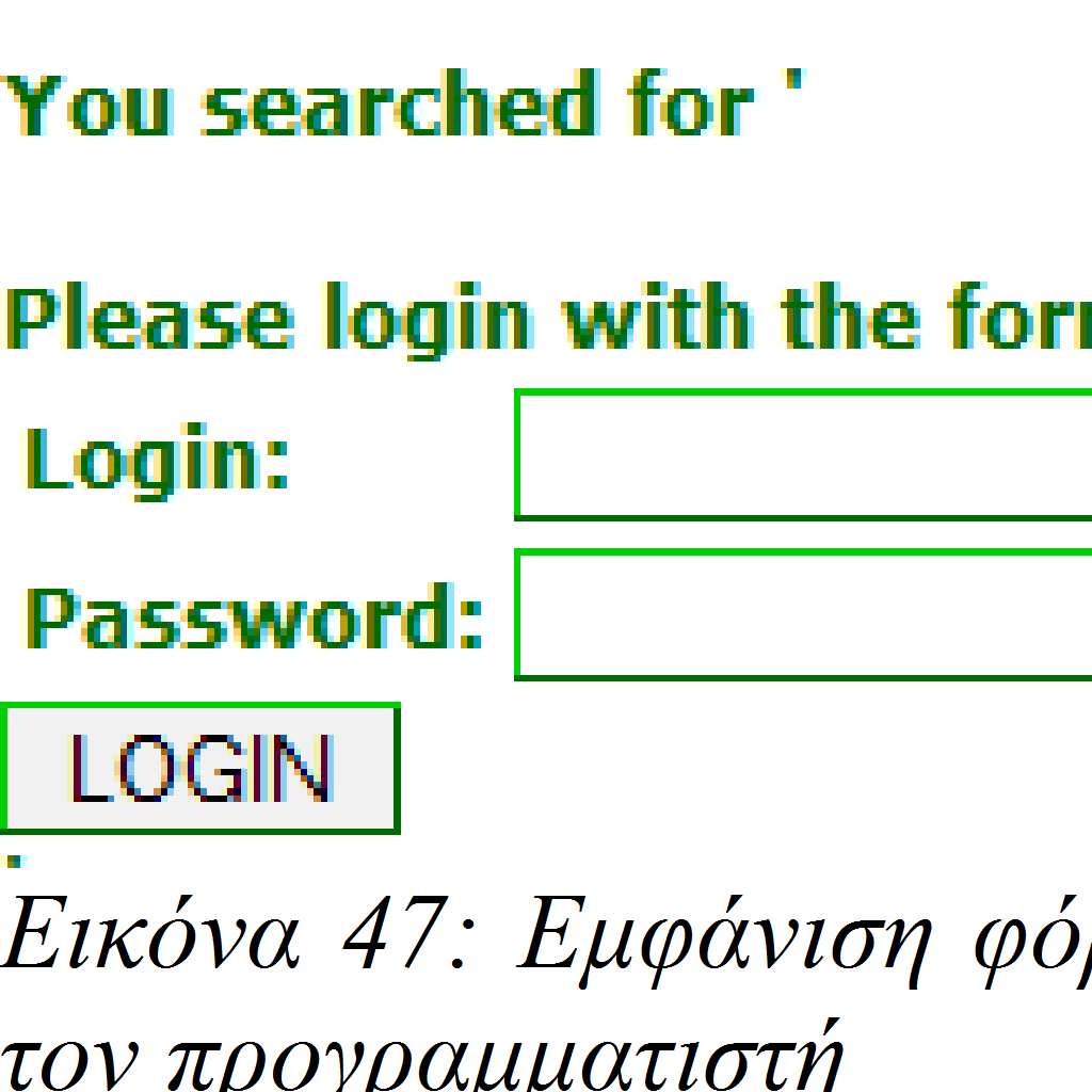 Αν τώρα εισάγουµε τον παρακάτω κώδικα στο πεδίο εισαγωγής θα δούµε πως εµφανίζεται µια φόρµα σύνδεσης ζητώντας όνοµα χρήστη και κωδικό πρόσβασης.