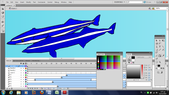 4.9.9. Εικόνα 86 Σχεδιασμός ψαριού με Adobe Flash CS5.5 Εικόνα 87 Σχεδιασμός ψαριού με Adobe Flash sc5.5. 4.