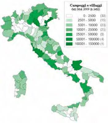 ΧΑΡΤΗΣ 19 : ΔΙΑΝΥΚΤΕΡΕΥΣΕΙΣ ΣΕ ΚΑΜΠΙΝΓΚ ΑΝΑ ΤΗΝ ΕΥΡΩΠΗ ΣΕ ΠΟΣΟΣΤΑ CONFEDERAZIONE ITALIANA CAMPEGGIATORI - CAMPING AND OPEN AIR TOURISM Στο παραπανω χάρτη παρουσιάζονται οι διανυκτερεύσεις ανά την
