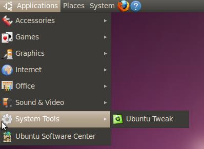 Tools--->Ubuntu Tweak 1 