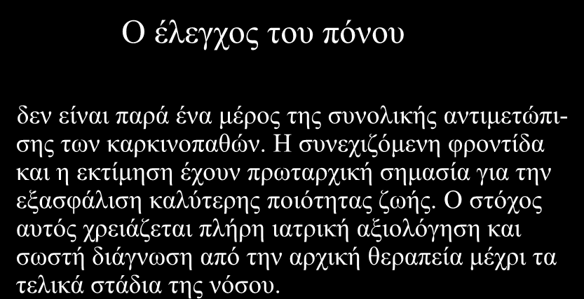 Ο έιεγρνο ηνπ πόλνπ δελ είλαη παξά έλα κέξνο ηεο ζπλνιηθήο αληηκεηώπηζεο ησλ θαξθηλνπαζώλ.