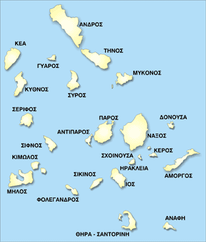 1.Παραδοσιακή αρχιτεκτονική των Κυκλάδων 1.1 Χάρτης Κυκλάδων Εισαγωγή Οι Κυκλάδες κατέχουν γεωγραφικά την κεντρική ζώνη του Αιγαίου.