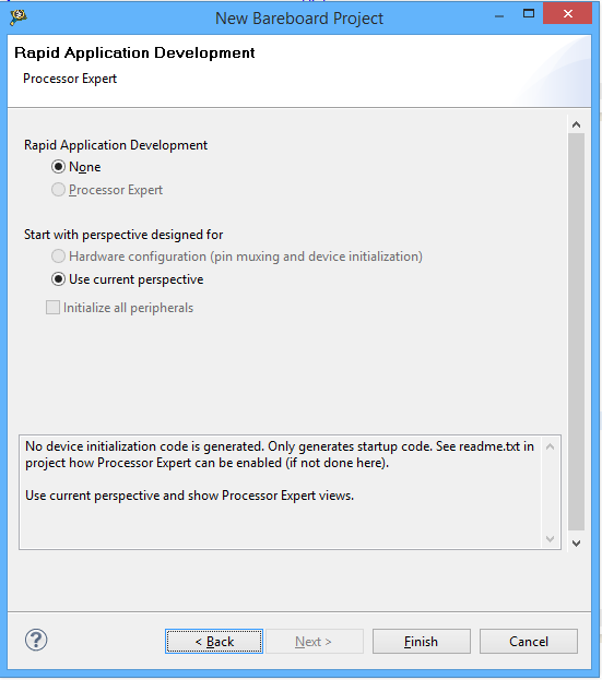 Τέλος επιλέγουμε Rapid Application Development & Use current Perspective και πατάμε Finish.