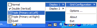 Η ρύθµιση του Acer GridVista είναι απλή: 1 Τρέξτε το Acer GridVista και επιλέξτε την επιθυµητή σύνθεση οθόνης για κάθε οθόνη ξεχωριστά από τη γραµµή