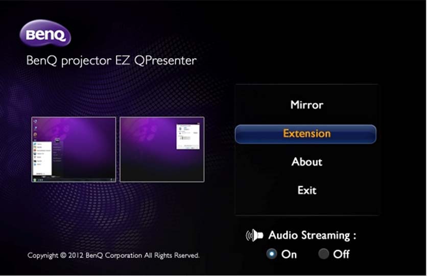 Ανοίξτε το BenQ EZ QPresenter για να αρχίσετε την προβολή σε λειτουργία mirror (κατοπτρισμού, προεπιλογή). Υποδείξεις: Αν έχετε εγκαταστήσει το BenQ EZ QPrensenter πριν από το βήμα i.