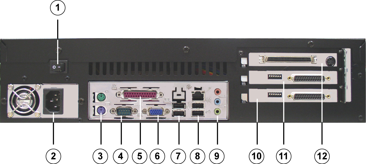 DiBos/DiBos Micro Συνδέσεις συσκευών el 27 3.2.2 Πίσω όψη DiBos Micro 1 Διακόπτης ενεργοποίησης/ απενεργοποίησης 7 2x USB 2.0 (π.χ.