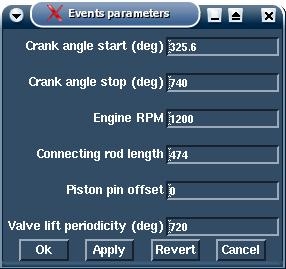 Εικόνα 6.13: Ρυθμίσεις από το events parameters panel Από το Create Template panel εφαρμόζεται click στο πλήκτρο Sections και επιλέγεται το Section 1, για να ανοίξει το Section 1 Tool panel (Εικόνα 6.