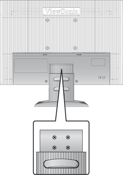 Τοποθέτηση σε Τοίχο (Προαιρετικό) Για χρήση μόνο με Βραχίονα μονταρίσματος σε τοίχο UL Listed Αν χρειάζεστε ένα κιτ τοποθέτησης σε τοίχο, επικοινωνήστε με τη ViewSonic ή με το πλησιέστερο κατάστημα.