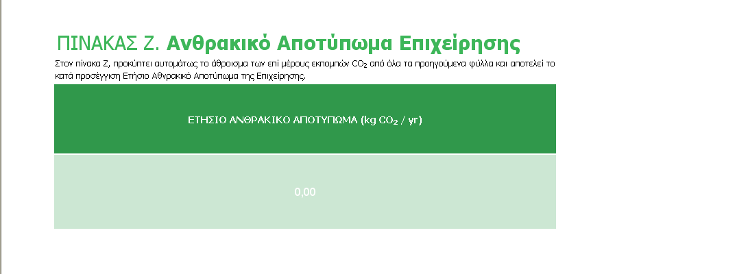 θούν όλα τα απαραίτητα πεδία στα προηγούμενα φύλλα επεξεργασίας, το CoCO 2 Tool υπολογίζει το κατά προσέγγιση Συνολικό Ετήσιο Ανθρακικό Αποτύπωμα της εμπορικής επιχείρησης σε ισοδύναμα κιλά