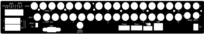 2-2 Πίζσ όςε θαηαγξαθηθνύ 16 θαλαιηώλ 1 3 4 8 2 9 5 7 6 10 11 12 13,1 MAIN monitor Έμνδνο BNC γηα θύξην κόληηνξ CCTV.