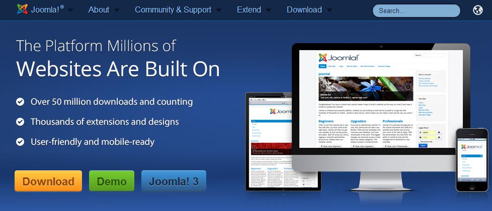 Εικόνα 16: Η σελίδα του Joomla Επιλέγουμε Download Εικόνα 17: Download Joomla Κατεβάζουμε το αρχείο zip του Joomla και αφού το κατεβάσουμε, πρέπει να το