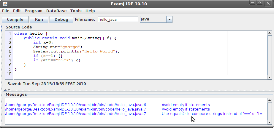 Εικόνα 37: Ανάλυση κώδικα Java με το εργαλείο PMD 4.5.