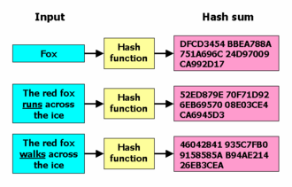 Hash (Cryptographic function) Μέθοδος με την οποία χρησιμοποιώντας κάποιο αλγόριθμο μετατρέπουμε το αρχικό μύνημα (input data) σε