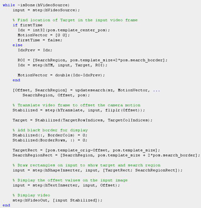 Video Stabilization using System Objects and Blocks Defines