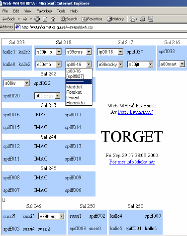 Εικόνα 7: WebWho - βασική διεπαφή Παρόλα αυτά, λόγω του ότι η έµφαση της εφαρµογής είναι η επίγνωση της παρουσίας και της διαθεσιµότητας σε πραγµατικό χρόνο, δεν δίνεται σαφής πληροφορία για το «τι»