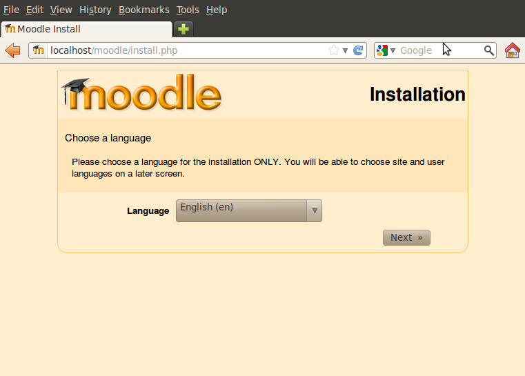 Μετά την εγκατάσταση των προαπαιτουμένων προγραμμάτων ακολουθεί η ίδια η εγκατάσταση του Moodle.
