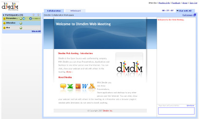 Σχήµα 20: Οπτική του µαθητή του γεγονότος Dimdim Web Meeting Με κλικ της δραστηριότητας Dimdim Web Meeting από τον φοιτητή, θα εµφανιστεί ο σύνδεσµος για να εισέλθει στην συνάντηση.