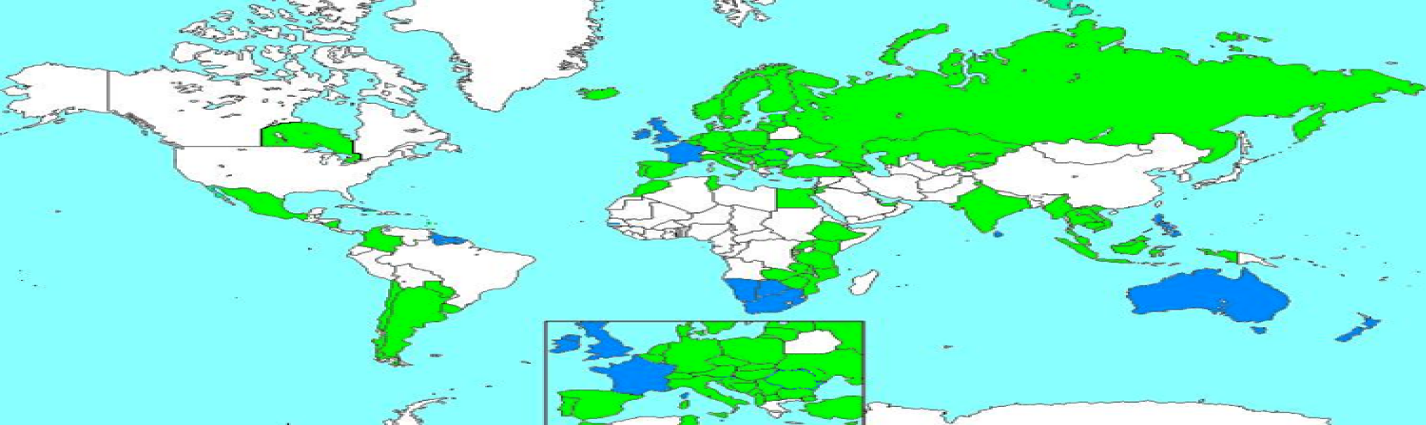 Ο ιεθνής Χάρτης του ΝQF (Εθνικού Πλαισίου Προσόντων) Μπλε: υπάρχει σε πλήρη λειτουργία NQF Πράσινο σε διαδικασία ανάπτυξης του NQF Λευκό εν έχουν
