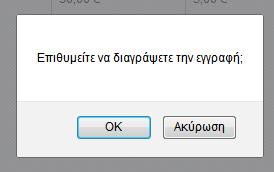 Επεξεργασία 3.3.3 Επεξεργασία / Διαγραφή συγκεντρωτικών πωλήσεων λιανικής Για την επεξεργασία μια εγγραφής ο χρήστης επιλέγει το εικονίδιο μπροστά από κάθε εγγραφή.