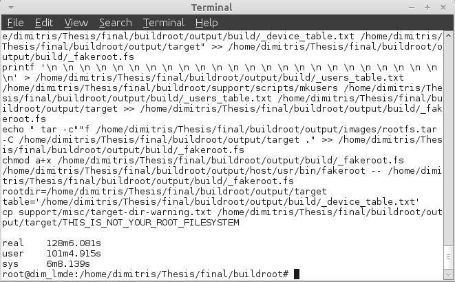 87 Κεφάλαιο 6 : Υλοποίηση Λειτουργικού Συστήματος 6-3. Το αποτέλεσμα θα είναι ένα συμπιεσμένο αρχείο με ονομασία rootfs.