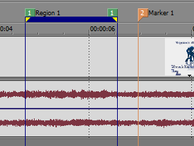 Εικόνα 11 Χρήση Regions και Markers Markers (πάνω δεξιά) μπορούμε να δημιουργήσουμε πολύ εύκολα τοποθετώντας τον play cursor σε ένα σημείο στο timeline και έπειτα πατάμε το πλήκτρο M.