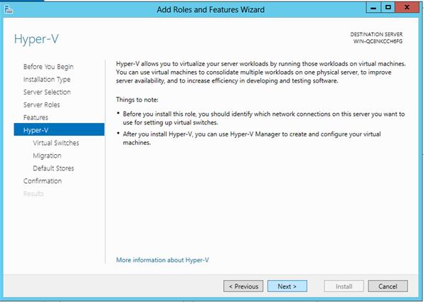 Στιγμιότυπο από την σελίδα του οδηγού Add Roles and Features Wizard οθόνη Select features to install.