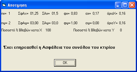 Στην στήλη Βλάβη θεμελίωσης κάνοντας αριστερό κλικ δηλώνουμε αν υπάρχει βλάβη ή όχι της θεμελίωσης. Η επιλογή αυτή είναι μόνο για φέροντες τοίχους.