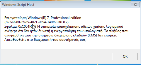 Αλ ν Η/Τ ζαο εκθαλίζεη ην παξαθάησ κήλπκα, δελ έρεη ζπκπιεξσζεί ν ελάχιζηορ απιθμόρ ηων 25 εγθαηαζηάζεσλ πνπ απαηηνύληαη γηα ηελ ελεξγνπνίεζε ησλ Windows 7 (4 γηα ηελ έθδνζε Windows server 2008).