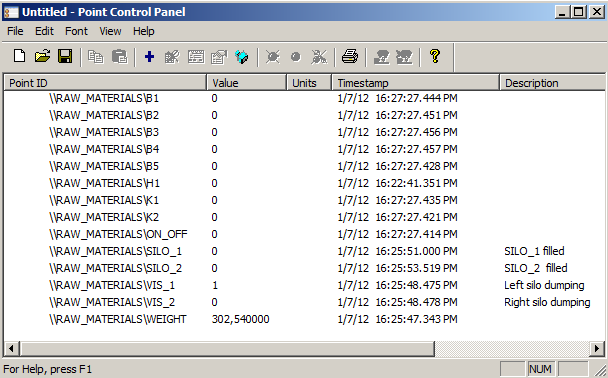 2.17.2 Point Control Panel Το Point Control Panel είναι ένα ισχυρό εργαλείο με το οποίο μπορούμε να βλέπουμε αλλά και να επεξεργαστούμε την τρέχουσα κατάσταση και τιμή των points.