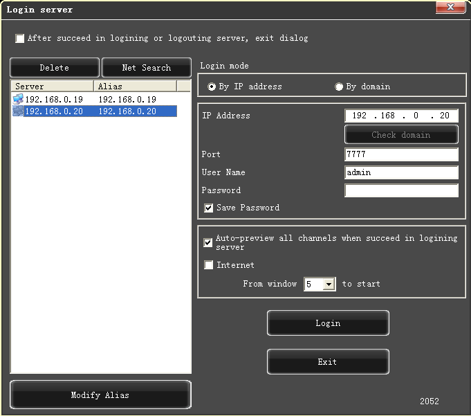 Previous/next Αλλαγή σε προηγούμενο/επόμενο κανάλι. Exit Select channel PTZ PTZ control Zoom Focal length Aperture Έξοδος από το software.