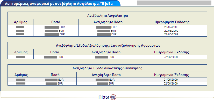 Η Αρχική σελίδα του EOLIS Αν θέλετε να δείτε τα Τιµολόγια και τις Πρόσθετες Πράξεις µε ανεξόφλητο υπόλοιπο για κάποια από τις Συµβάσεις της λίστας, κάντε κλικ στον αριθµό της.