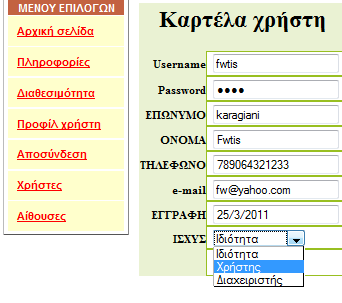 4.4.5 Προσθήκη χρήστη Όπως επίσης και να προσθέση ένα χρήστη κάνοντας κλίκ στο Προσθηκη. Θα εμφανιστεί η Εικόνα 5.