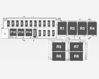 182 Φροντίδα οχήματος Ασφάλειες Χρήση F8 F9 F10 F11 F12 F13 F14 F15 Ηλεκτρονική μονάδα ελέγχου αμαξώματος 7/ Αριστερό μπροστά φλας/ Δεξί πίσω φως φρένων και φλας/έλεγχος ρελέ κλειδαριάς ασφαλείας