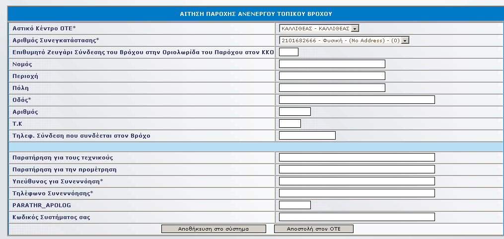 ΠΑΡΑΡΣΖΜΑ 4 Ζκεξνκελία Καηάζεζεο Αίηεζεο Ληαληθνχ ΑΗΣΖΖ ΠΑΡΟΥΖ ΑΝΔΝΔΡΓΟΤ ΣΟΠΗΚΟΤ ΒΡΟΥΟΤ