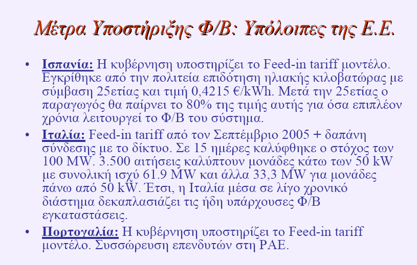 Καθώς το κόστος των Φ/Β συστημάτων συνεχίζει να μειώνεται, όλο και περισσότερες Φ/Β εφαρμογές γίνονται οικονομικά ανταγωνιστικές, σε σύγκριση με παραγωγή ενέργειας από συμβατικές μορφές.