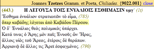 α) Mακρύ ένδυμα (ανδρικό και γυναικείο): (Hagia Sophia ω 5251) β) αγροτικό ή πολεμικό ένδυμα: Στέκει με το καβάδιν του ως ένας αγελάρχης (Πτωχ. P1 1) καβάδιον βαγδάτιν (Διγ. Άνδρ.