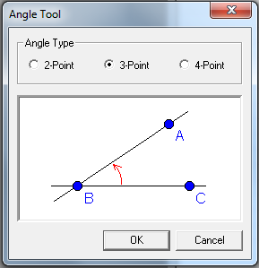 Εικόνα 31:Εργαλείο υπολογισμού γωνίας (Angle Tool) Με την ολοκλήρωση των μεταβλητών που θέλουμε να υπολογίσουμε, αποθηκεύουμε τα αρχεία σε μορφή *.mqf ή *.