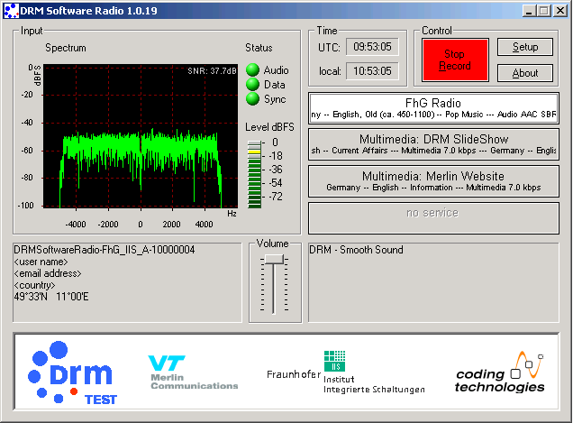 Fraunhofer Software Radio: Είναι ένας συνδυασµός δέκτη (προαιρετικά) και προγράµµατος αποκωδικοποίησης (Εικόνα 2) ο οποίος απευθύνεται κυρίως σε επαγγελµατίες.