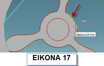 Από το menu-> Draw-> Construction Circle διαλέξτε το Center & Radius. Σύρετε το δείκτη σας στην καμπύλη που υποδεικνύεται με κόκκινο βέλος στην εικόνα 17.