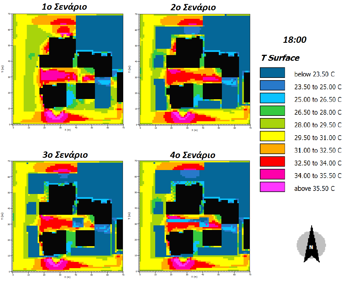 Τα αποτελέσματα για τις 6μ.μ. και στην επιφάνεια του εδάφους παρουσιάζονται στην Εικόνα 27.