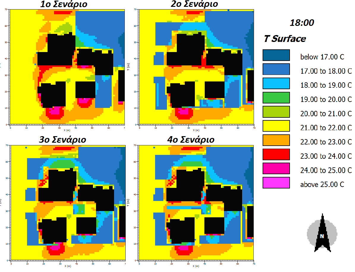 Τα αποτελέσματα για τις 6μ.μ. και στην επιφάνεια του εδάφους παρουσιάζονται στην Εικόνα 43.