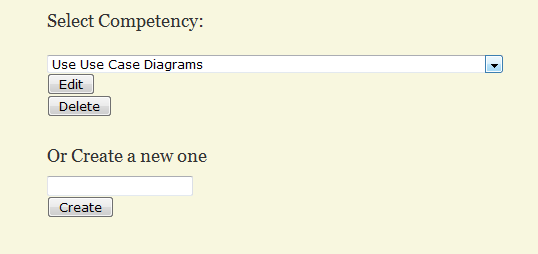 Εικόνα 31. Διαχείριση WikiLearning Να σημειώσουμε ότι στην λειτουργία εκπαιδευτικού είναι επίσης διαθέσιμη η λειτουργία Προβολή, Επεξεργασία UML συστημάτων που αναλύεται παραπάνω. 9.3.1 Επεξεργασία Στόχων/Ικανοτήτων Ο εκπαιδευτικός έχει την δυνατότητα να επιλέξει μία από τις υπάρχουσες ικανότητες όπως φαίνεται στην Εικόνα 32.